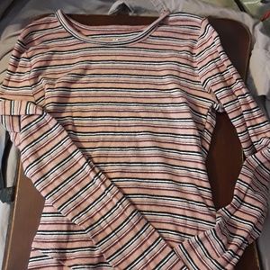 Hollister Girl's Small Pink Striped L.S. Shirt
